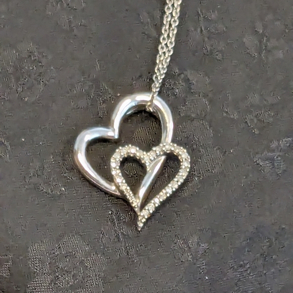Sterling Silver Diamond Heart Pendant Necklace - Picture 5 of 13